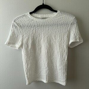 NWOT - A&F White Textured Tee - Elevated Basic - Size S